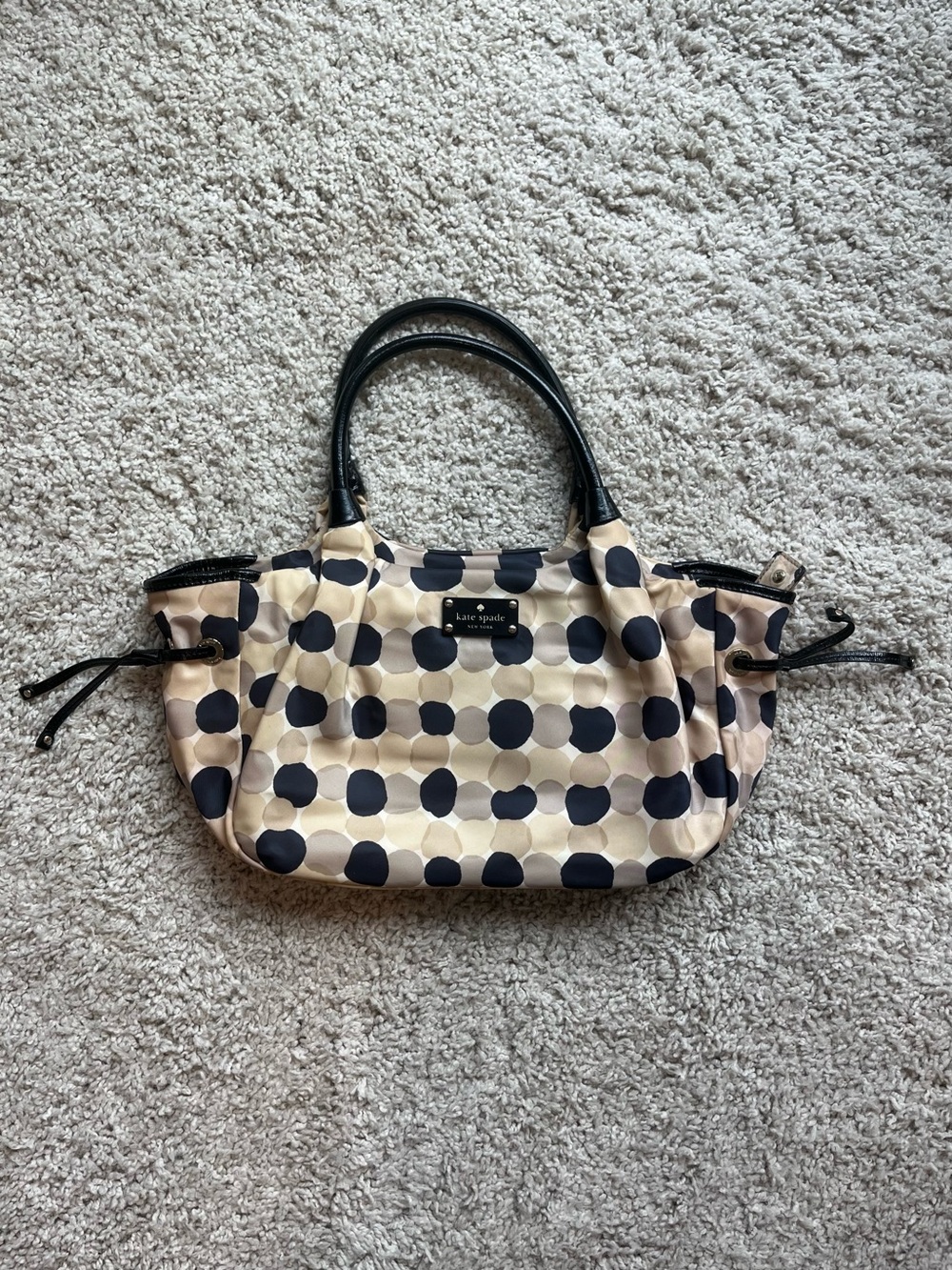 kate spade Stevie Black & Tan Dotted Purse
